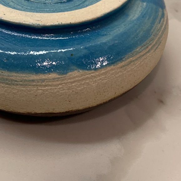 Handcrafted Pottery With Blue and Brown Glaze - Picture 8 of 9